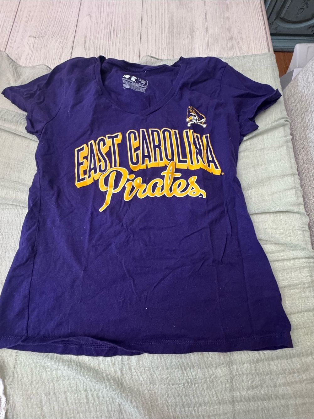 Russell Athletic Purple Cotton Tee with White Label Print
